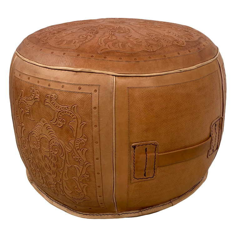 Small leather deals pouf ottoman